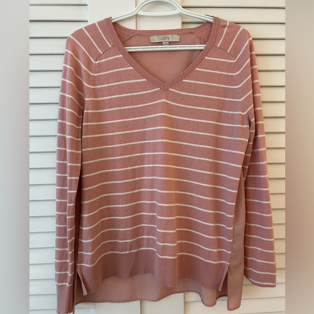 Mixed media striped top